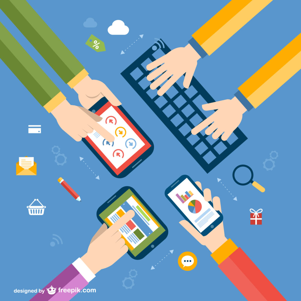 someone using a screen reader, another using a keyboard, and another on mobile