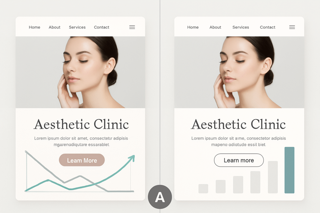 A/B testing in action for website conversion strategies.